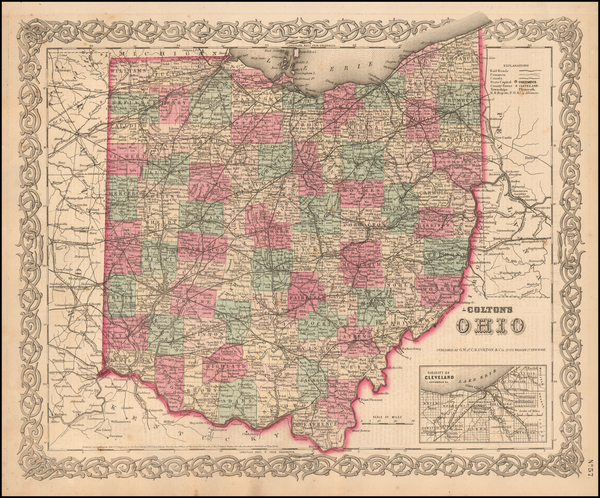73-Midwest Map By Joseph Hutchins Colton