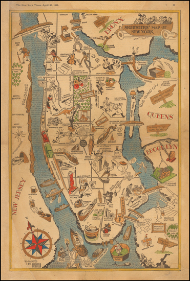 32-New York City and Pictorial Maps Map By Albert Hirschfeld