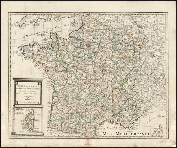 60-Europe, France and Balearic Islands Map By J. Covens & Zoon