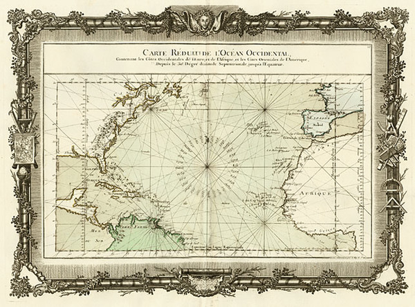 51-World, Atlantic Ocean, United States and Caribbean Map By Buy de Mornas