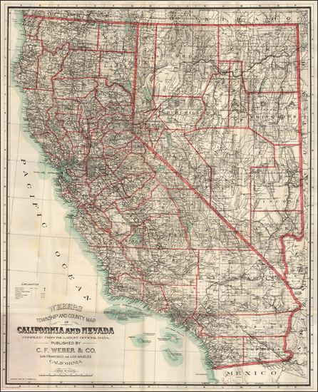 78-Nevada and California Map By C.F. Weber Co.