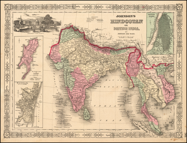 58-India and Southeast Asia Map By Benjamin P Ward  &  Alvin Jewett Johnson