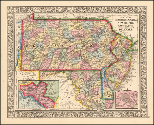 72-Mid-Atlantic Map By Samuel Augustus Mitchell Jr.