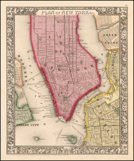 56-New York City Map By Samuel Augustus Mitchell Jr.