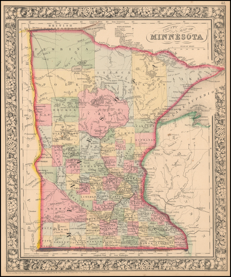 86-Minnesota Map By Samuel Augustus Mitchell Jr.