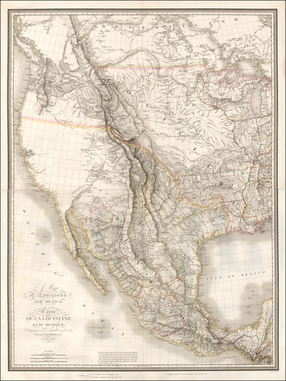 85-Texas, Southwest, Rocky Mountains, Mexico, Baja California and California Map By Pierre Antoine