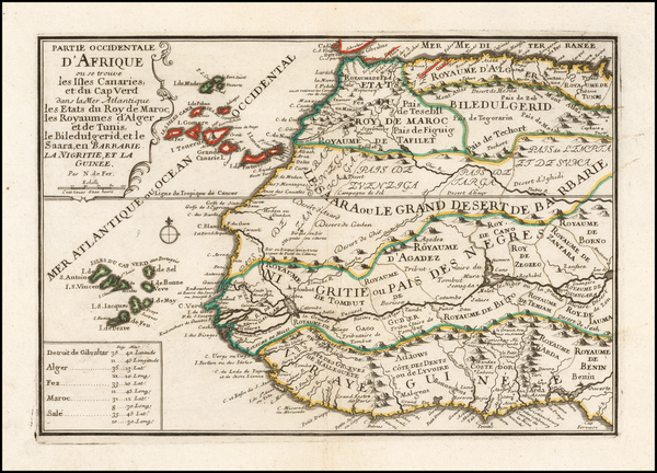 82-North Africa and West Africa Map By Nicolas de Fer