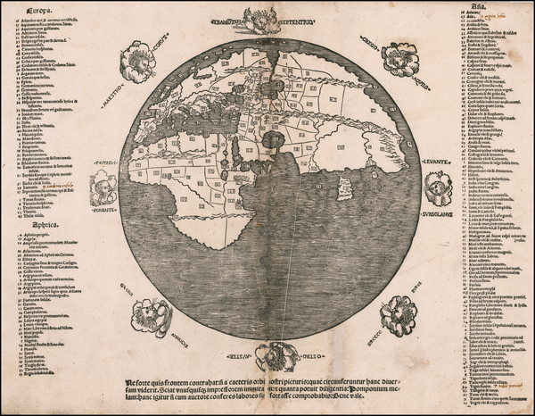 47-World and Eastern Hemisphere Map By Anonymous / Pomponius Mela