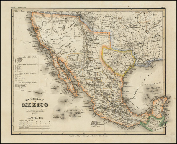 31-Texas, Southwest, Rocky Mountains, Mexico and California Map By Joseph Meyer / Carl Radefeld