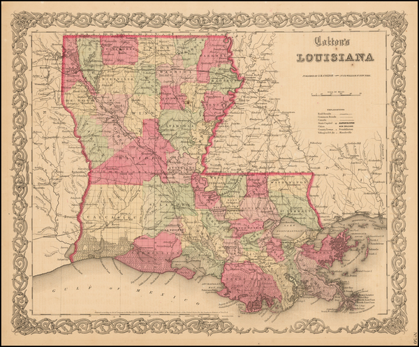 99-South and Louisiana Map By Joseph Hutchins Colton