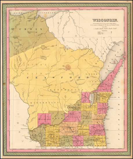 91-Midwest Map By Samuel Augustus Mitchell