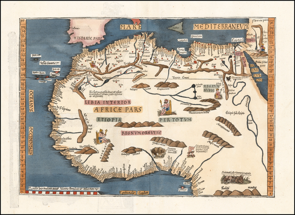 NORTH AFRICA by C. Ptolemeus - L. Fries  Sanderus Antique Maps - Antique  Map Webshop