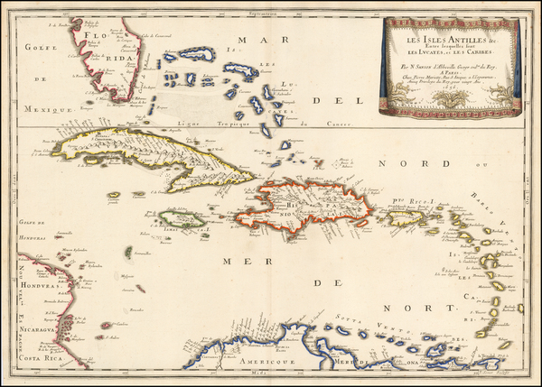 35-Caribbean Map By Nicolas Sanson