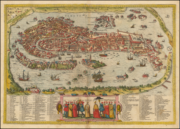 68-Venice Map By Georg Braun  &  Frans Hogenberg