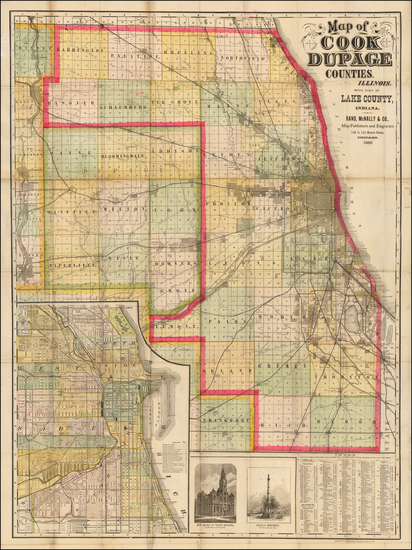 37-Illinois Map By Rand McNally & Company