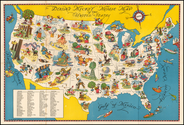 32-United States and Pictorial Maps Map By Walt Disney Enterprises