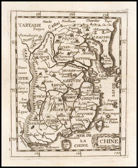 65-China and Korea Map By Pierre Du Val