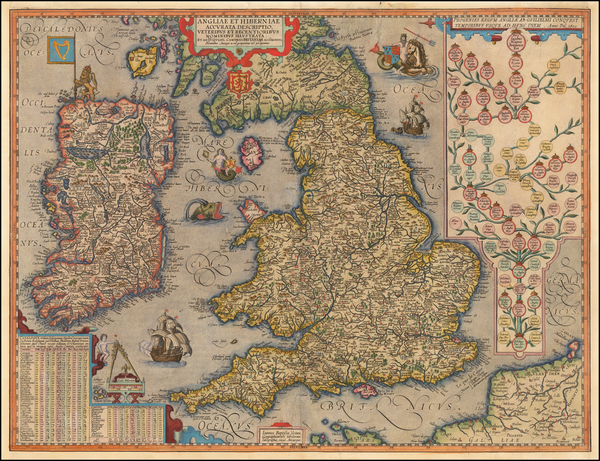 16-British Isles Map By Abraham Ortelius / Johannes Baptista Vrients