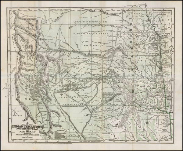 44-Texas, Plains, Southwest and Rocky Mountains Map By Josiah Gregg