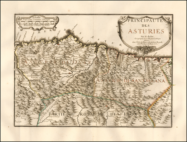 54-Spain Map By Nicolas de Fer