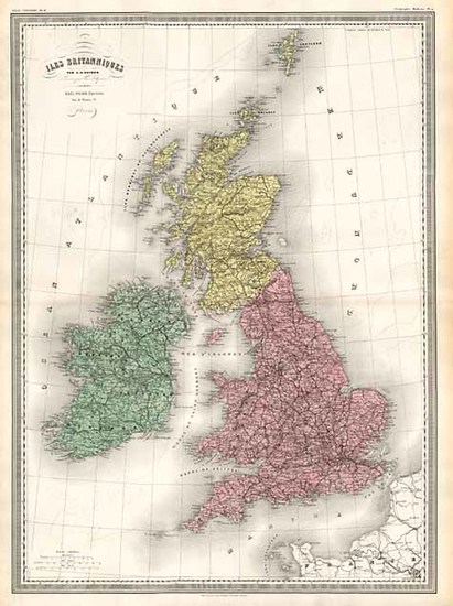 63-Europe and British Isles Map By Adolphe Hippolyte Dufour