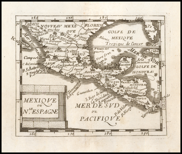 57-Florida, Texas, Southwest, Mexico and Central America Map By Pierre Du Val