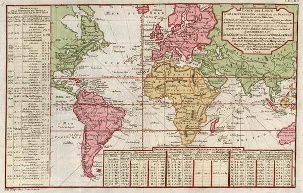 86-World, World, Atlantic Ocean, South America and America Map By Philippe Buache