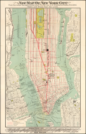 5-New York City Map By Brooks Bank Note Company