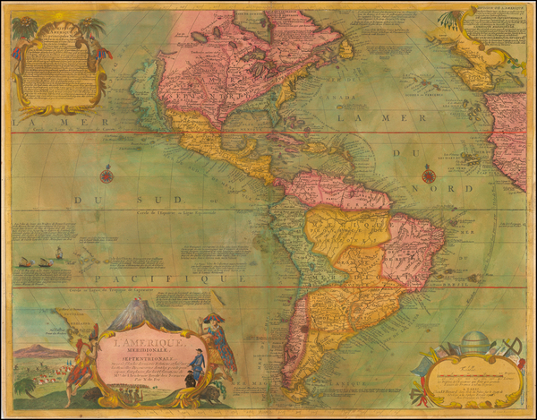 50-California as an Island and America Map By Nicolas de Fer / J.F. Bernard