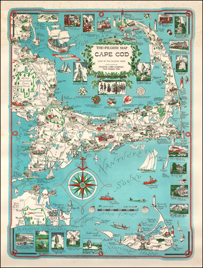 42-Massachusetts and Pictorial Maps Map By Clara Katrina Chase