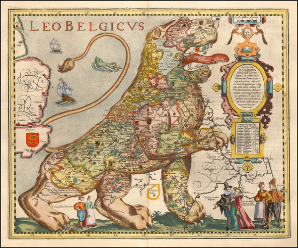 68-Netherlands and Comic & Anthropomorphic Map By Pieter van den Keere