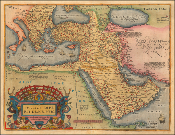 47-Turkey, Mediterranean, Middle East and Turkey & Asia Minor Map By Abraham Ortelius