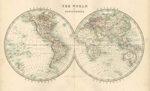 37-World and World Map By W. & A.K. Johnston