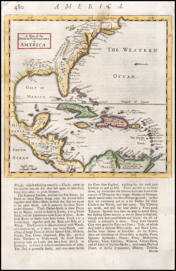 50-United States and Southeast Map By Herman Moll