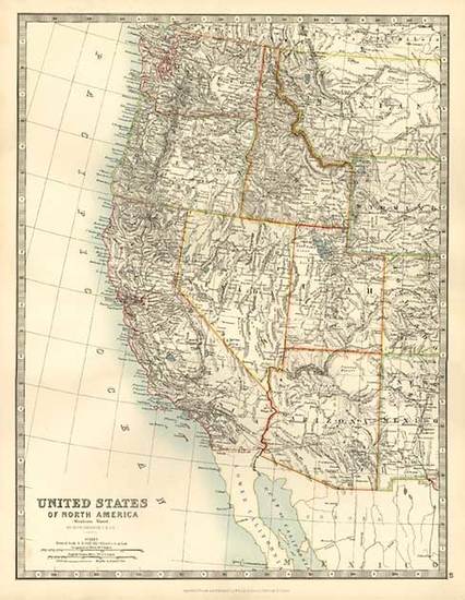 76-Southwest, Rocky Mountains and California Map By W. & A.K. Johnston