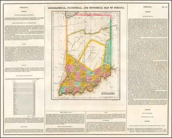 16-Indiana Map By Henry Charles Carey  &  Isaac Lea