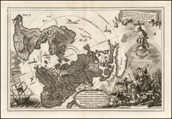 46-World and Northern Hemisphere Map By Heinrich Scherer