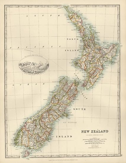 23-Australia & Oceania and New Zealand Map By W. & A.K. Johnston