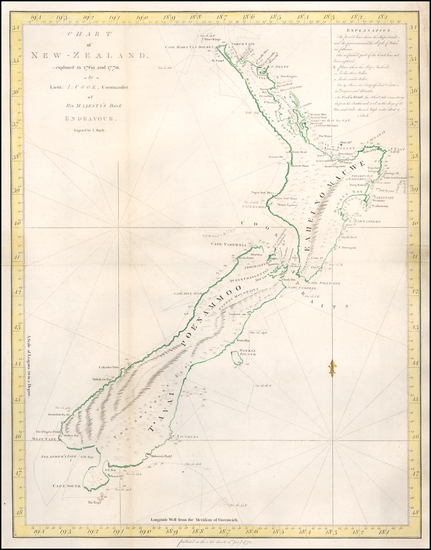 46-New Zealand Map By James Cook