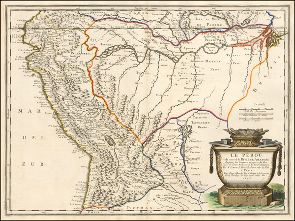 96-Brazil, Paraguay & Bolivia and Peru & Ecuador Map By Nicolas Sanson