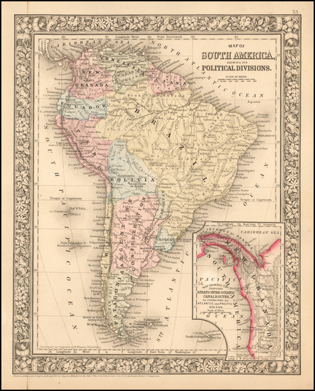 65-Central America and South America Map By Samuel Augustus Mitchell Jr.