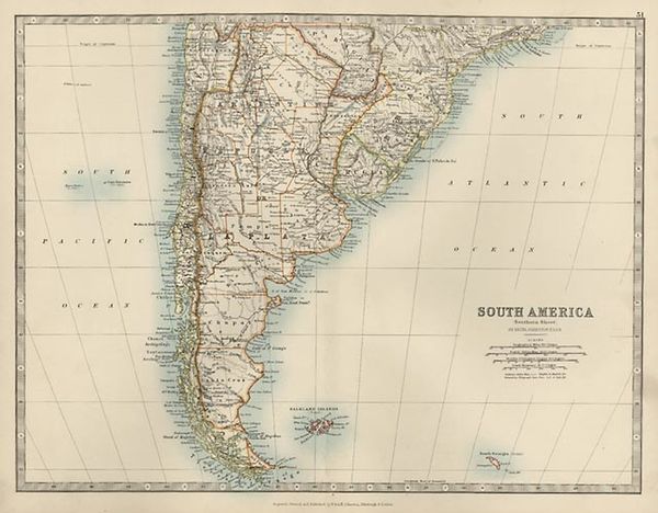 90-South America Map By W. & A.K. Johnston