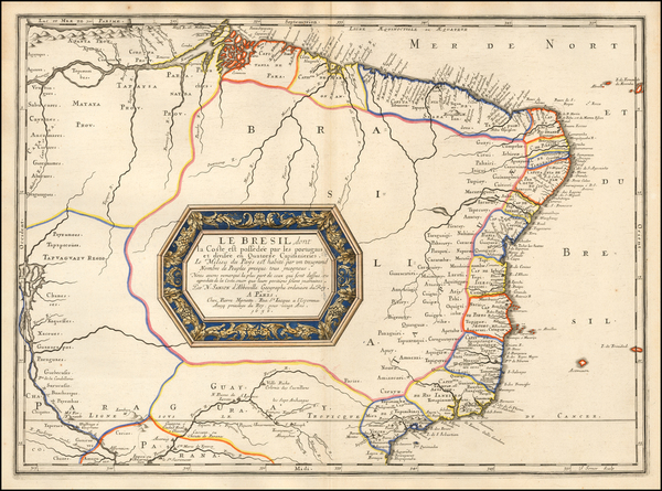 74-Brazil Map By Nicolas Sanson