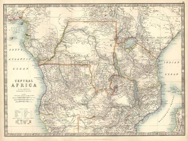 42-Africa, East Africa and West Africa Map By W. & A.K. Johnston