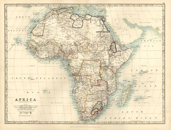 63-Africa and Africa Map By W. & A.K. Johnston