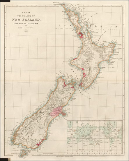 77-New Zealand Map By John Arrowsmith