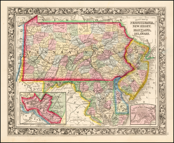 74-Mid-Atlantic Map By Samuel Augustus Mitchell Jr.