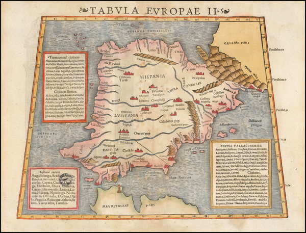 Spain and Portugal Map By Sebastian M&uuml;nster