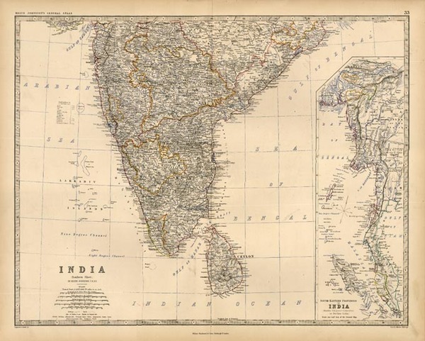 64-Asia, India and Southeast Asia Map By W. & A.K. Johnston