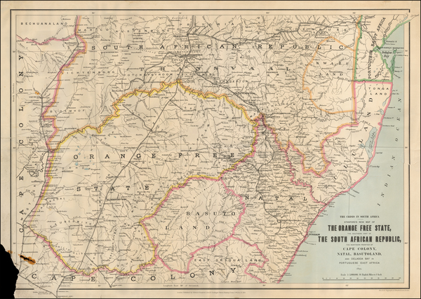 13-South Africa Map By Edward Stanford